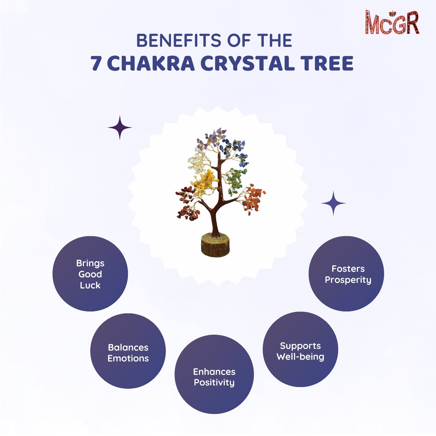 MCGR 7 Chakra Crystal Tree/Showpiece Good Luck and Positive Energy