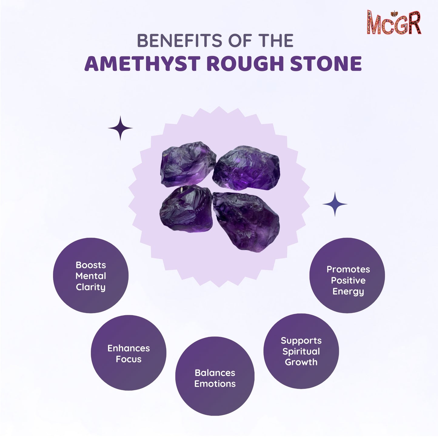 MCGR Amethyst Raw Rough Crystal Stone  for Meditation