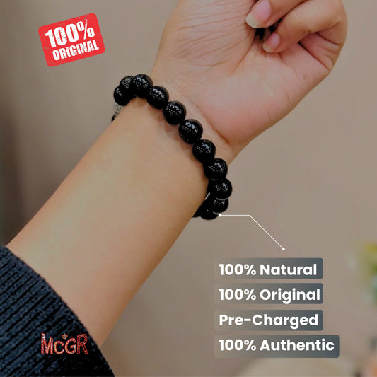 MCGR Black Tourmaline Crystal Bracelet for Women and Men