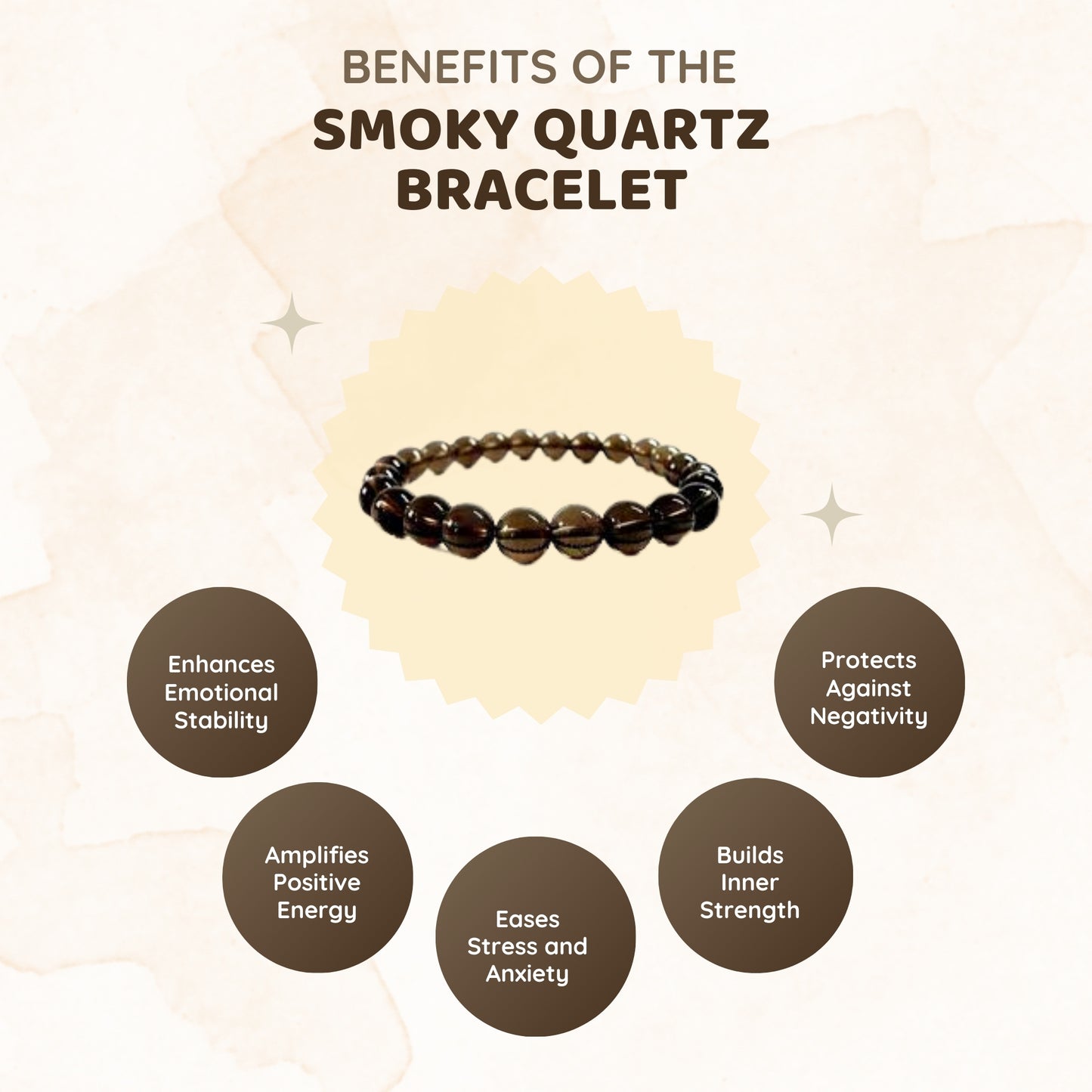 MCGR Smoky Quartz Unisex Crystal Bracelet for Men and Women