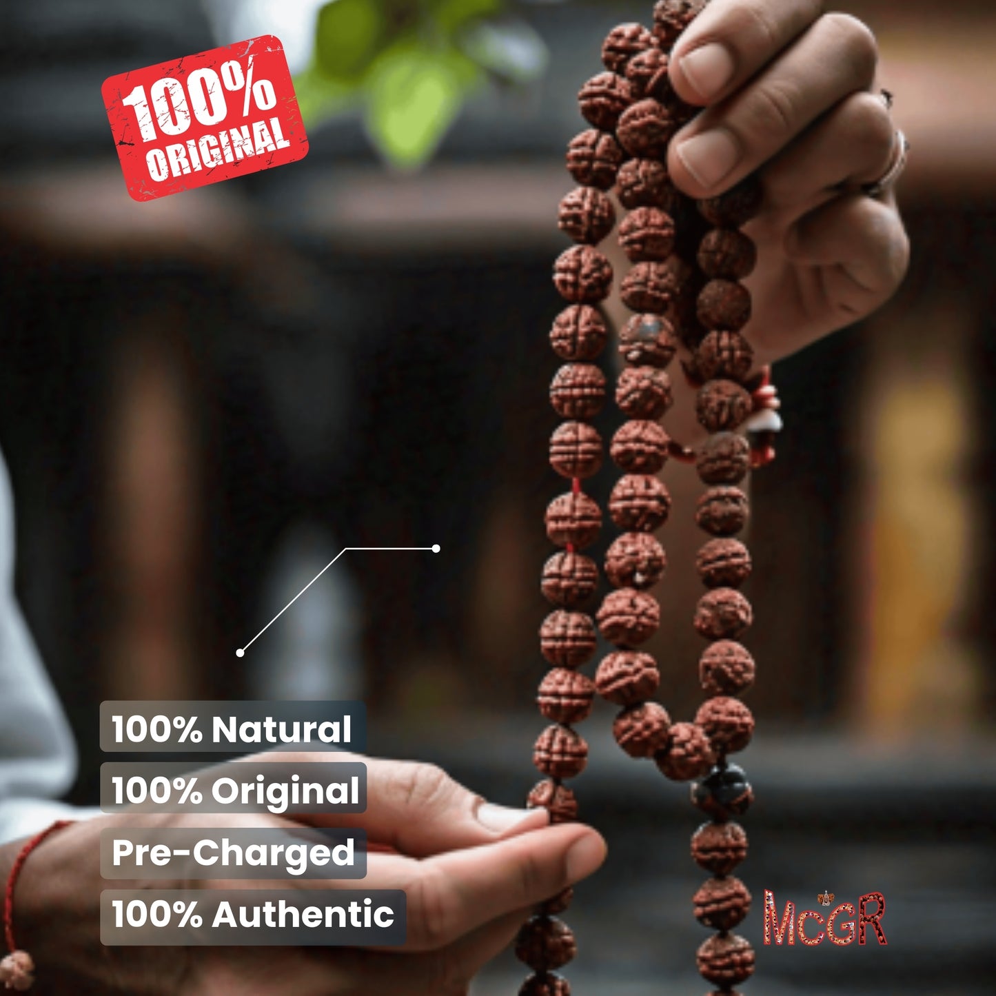MCGR 108 Beads Rudraksha Natural Seed Prayer Beads
