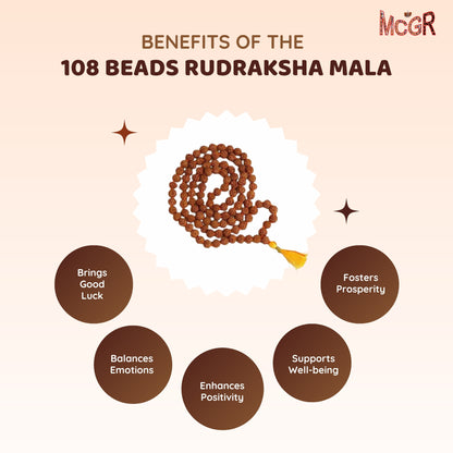 MCGR 108 Beads Rudraksha Natural Seed Prayer Beads