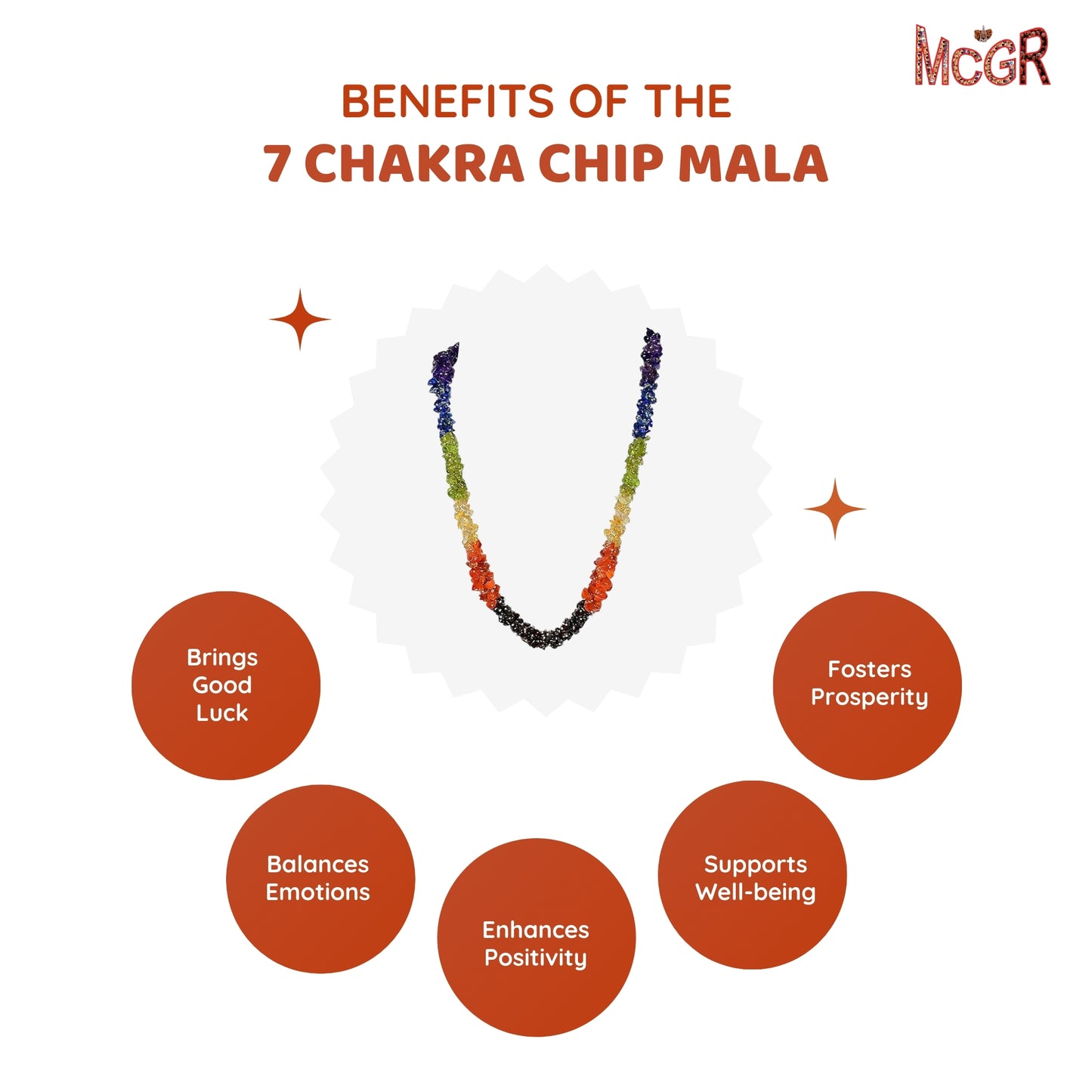 MCGR 7 Chakra Chips Mala/Necklace for Women