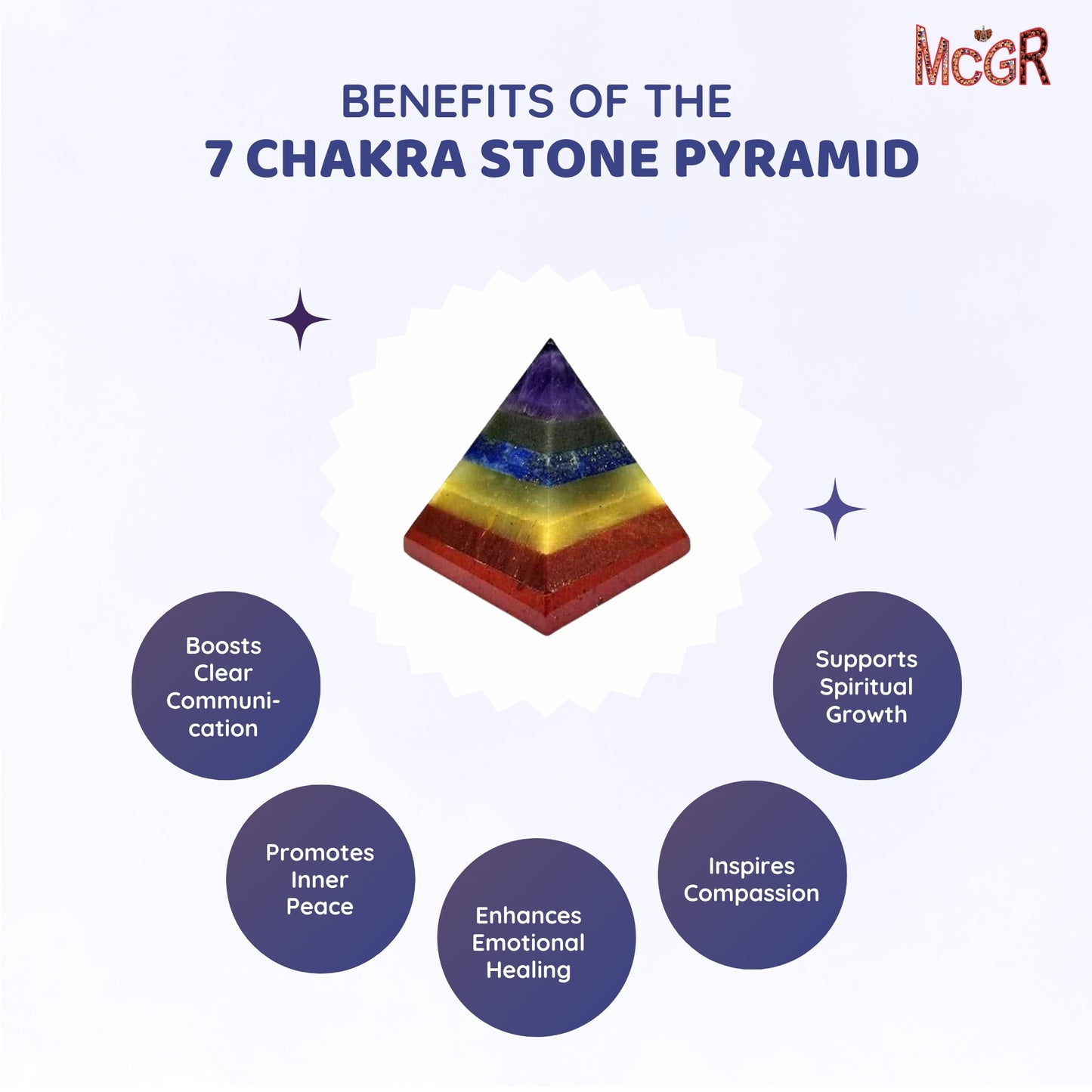 MCGR 7 Chakra Stone Pyramid for Meditation Focus & Positive Energy