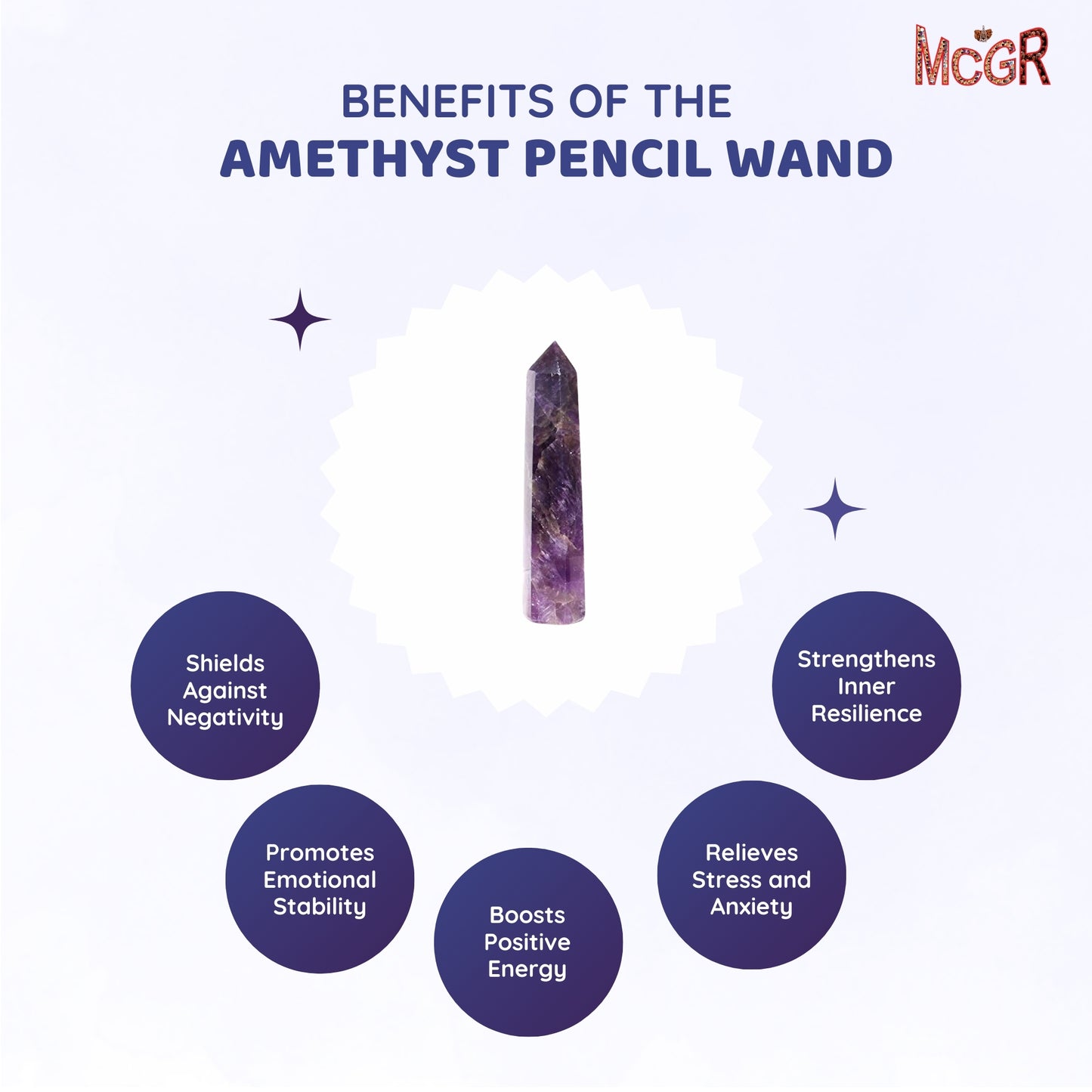 MCGR Amethyst Pencil Wand Dark Purple Faceted