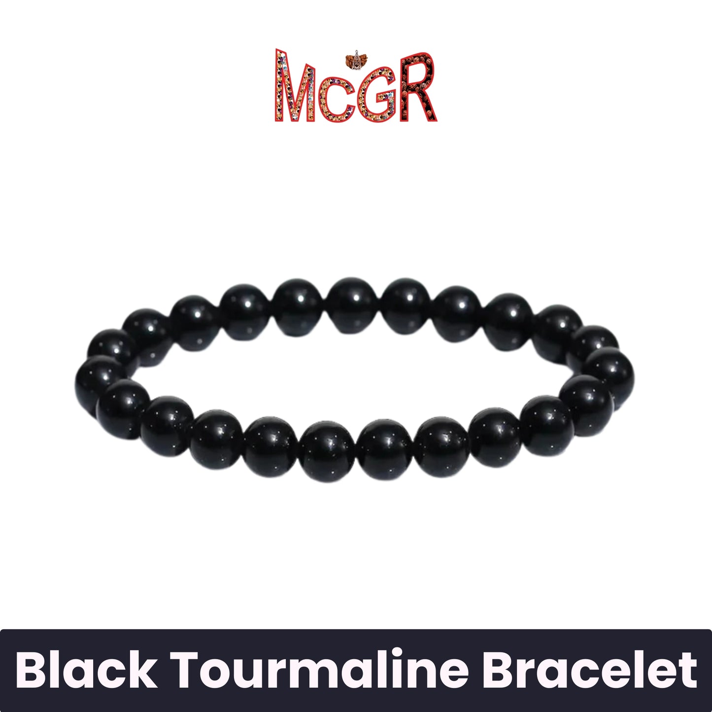 MCGR Black Tourmaline Crystal Bracelet for Women and Men