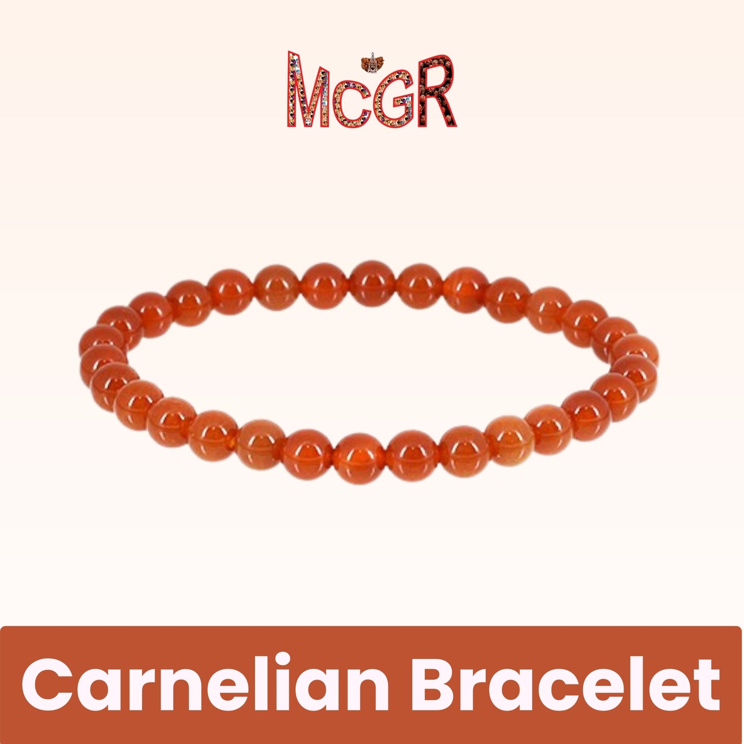 MCGR Natural Certified Carnelian Bracelet Round for Women and Men