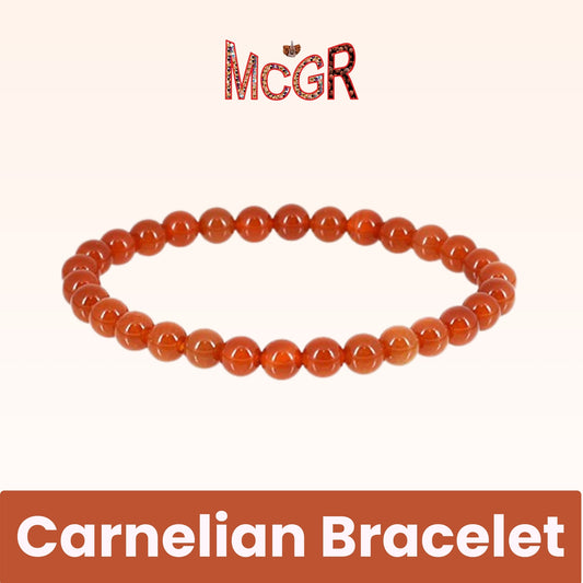 MCGR Natural Certified Carnelian Bracelet Round for Women and Men