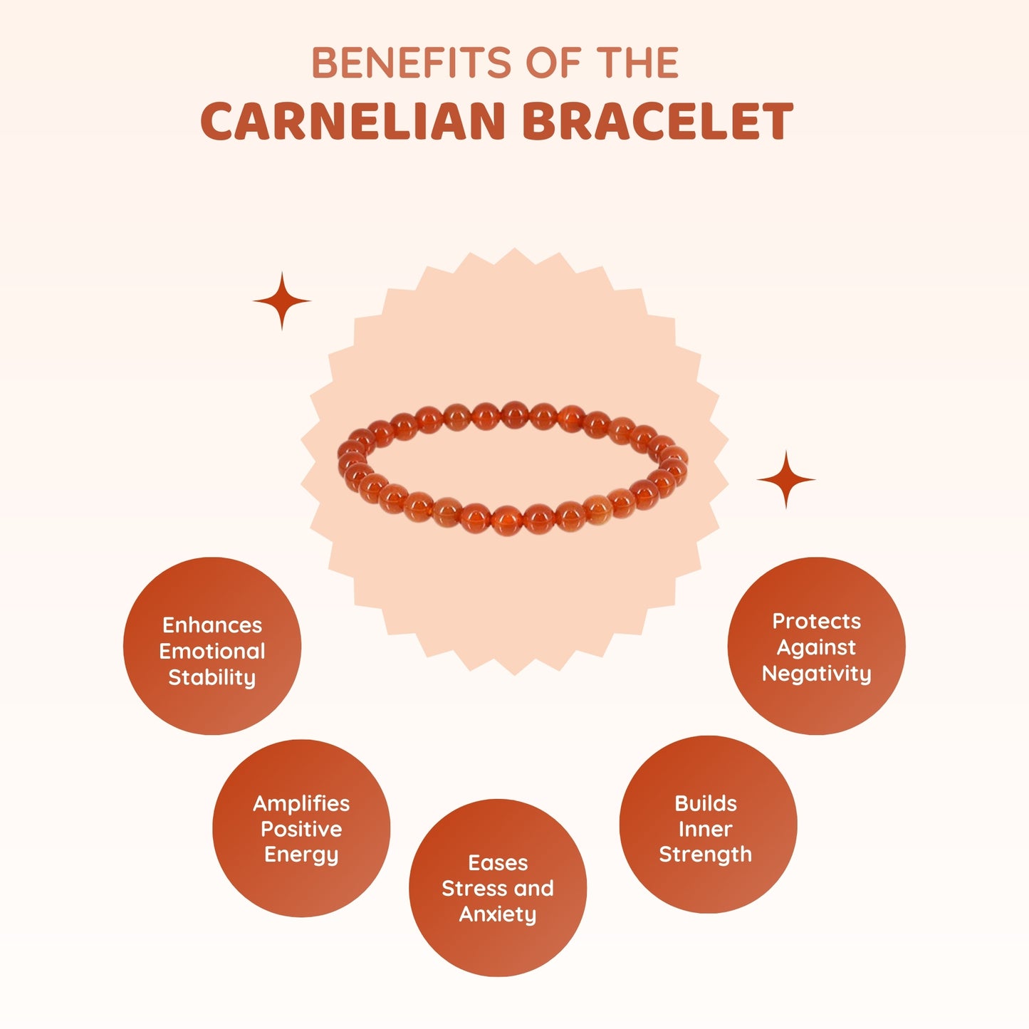MCGR Natural Certified Carnelian Bracelet Round for Women and Men