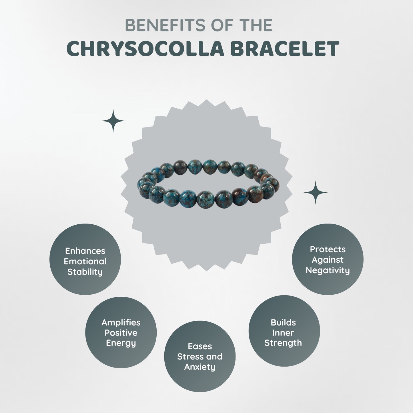 MCGR Natural Chrysocolla Crystal Bracelet for Women and Men