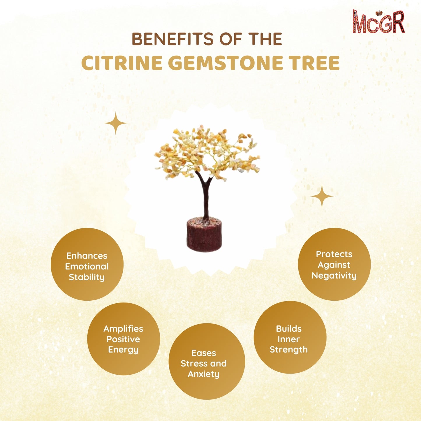 MCGR Citrine Gemstone Tree for Prosperity/Confidence/Healing