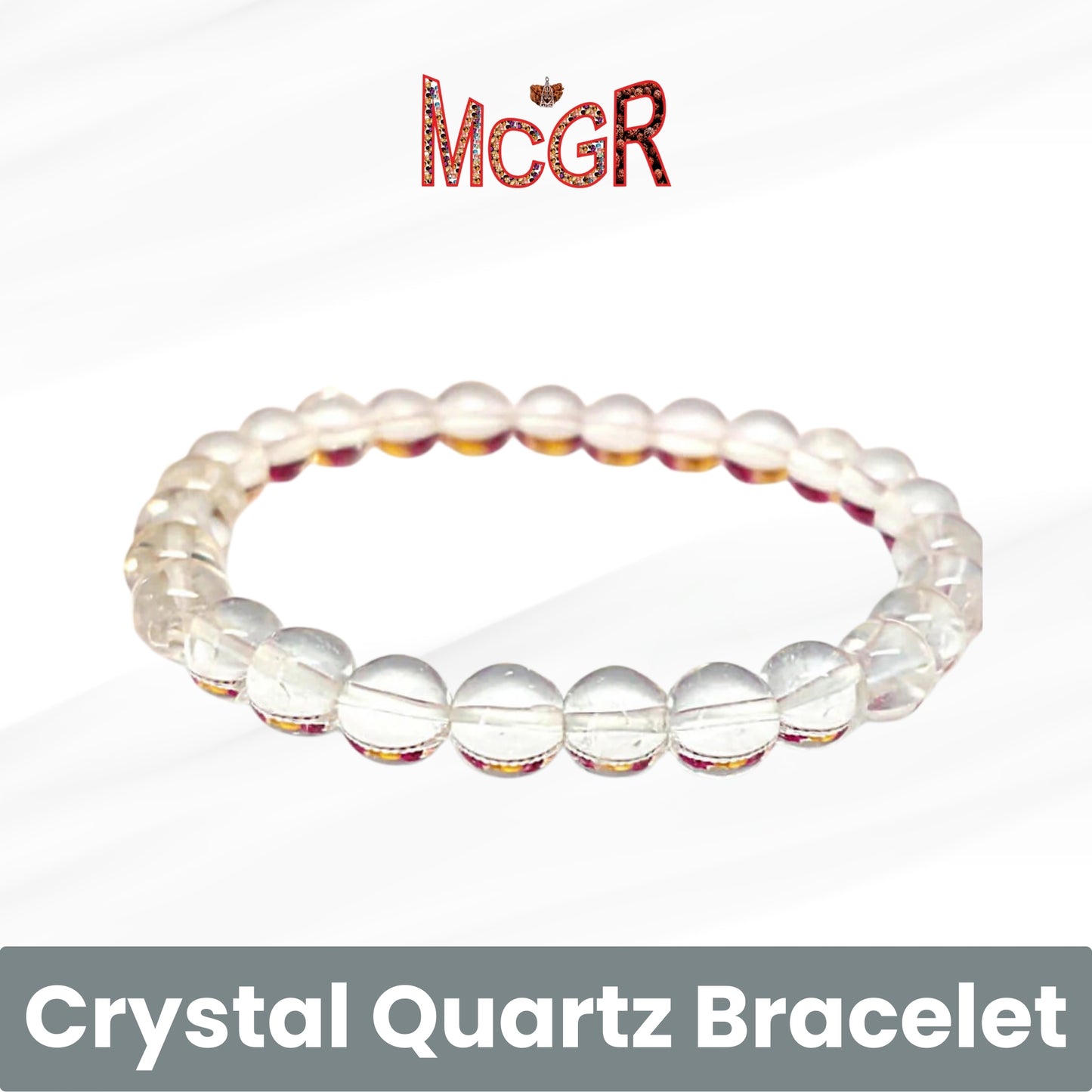 MCGR Real Crystal Natural Clear Quartz Bracelet for Men and Women
