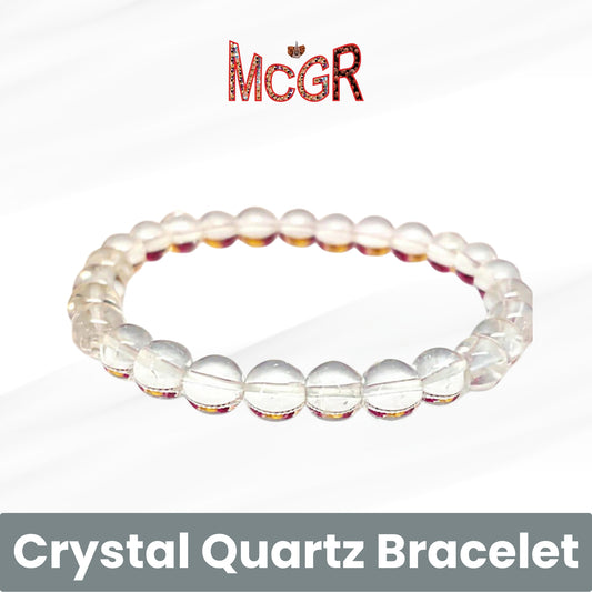 MCGR Real Crystal Natural Clear Quartz Bracelet for Men and Women