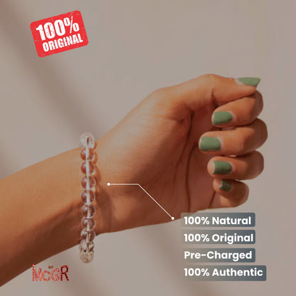 MCGR Real Crystal Natural Clear Quartz Bracelet for Men and Women