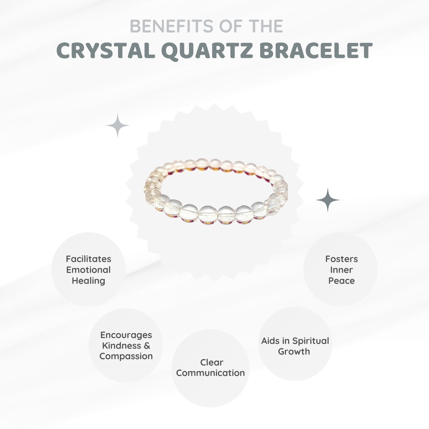 MCGR Real Crystal Natural Clear Quartz Bracelet for Men and Women