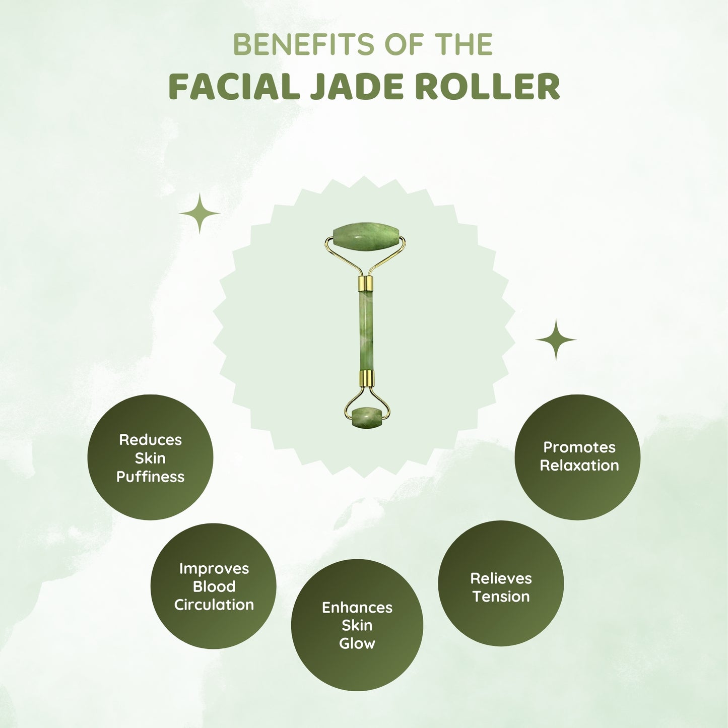 MCGR Facial Massager Jade Roller for Face Neck Healing & Skin Wrinkles