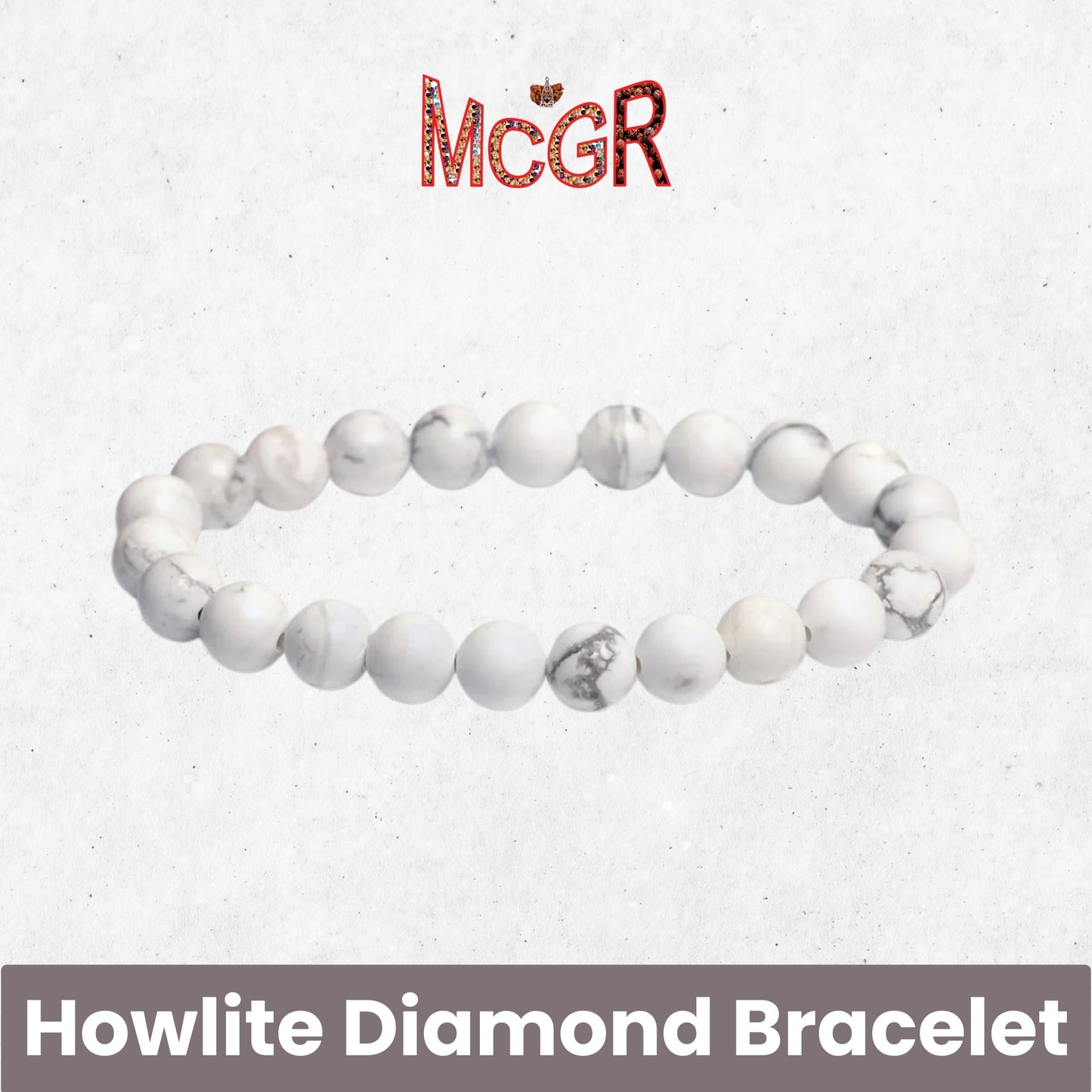 MCGR Howlite Diamond Stone Unisex Bracelet for Women and Men