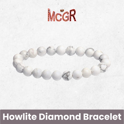 MCGR Howlite Diamond Stone Unisex Bracelet for Women and Men