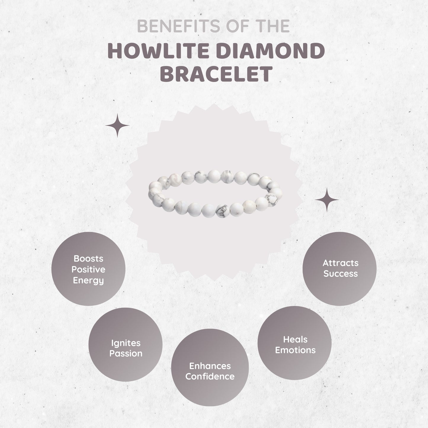 MCGR Howlite Diamond Stone Unisex Bracelet for Women and Men