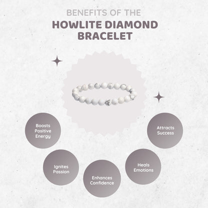 MCGR Howlite Diamond Stone Unisex Bracelet for Women and Men