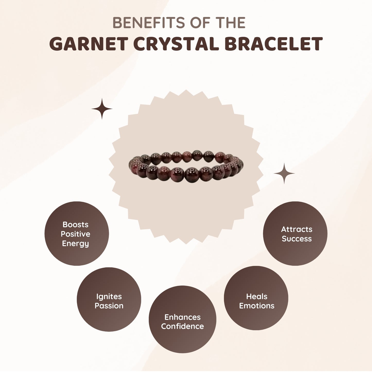 MCGR Garnet Crystal Unisex Bracelet for Man and Woman