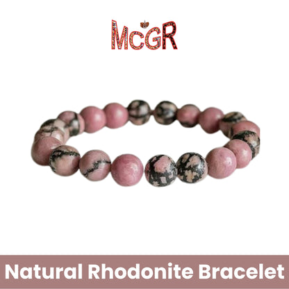 MCGR Natural Rhodonite Bracelet Unisex for Men and Women