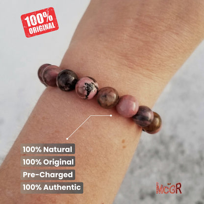 MCGR Natural Rhodonite Bracelet Unisex for Men and Women