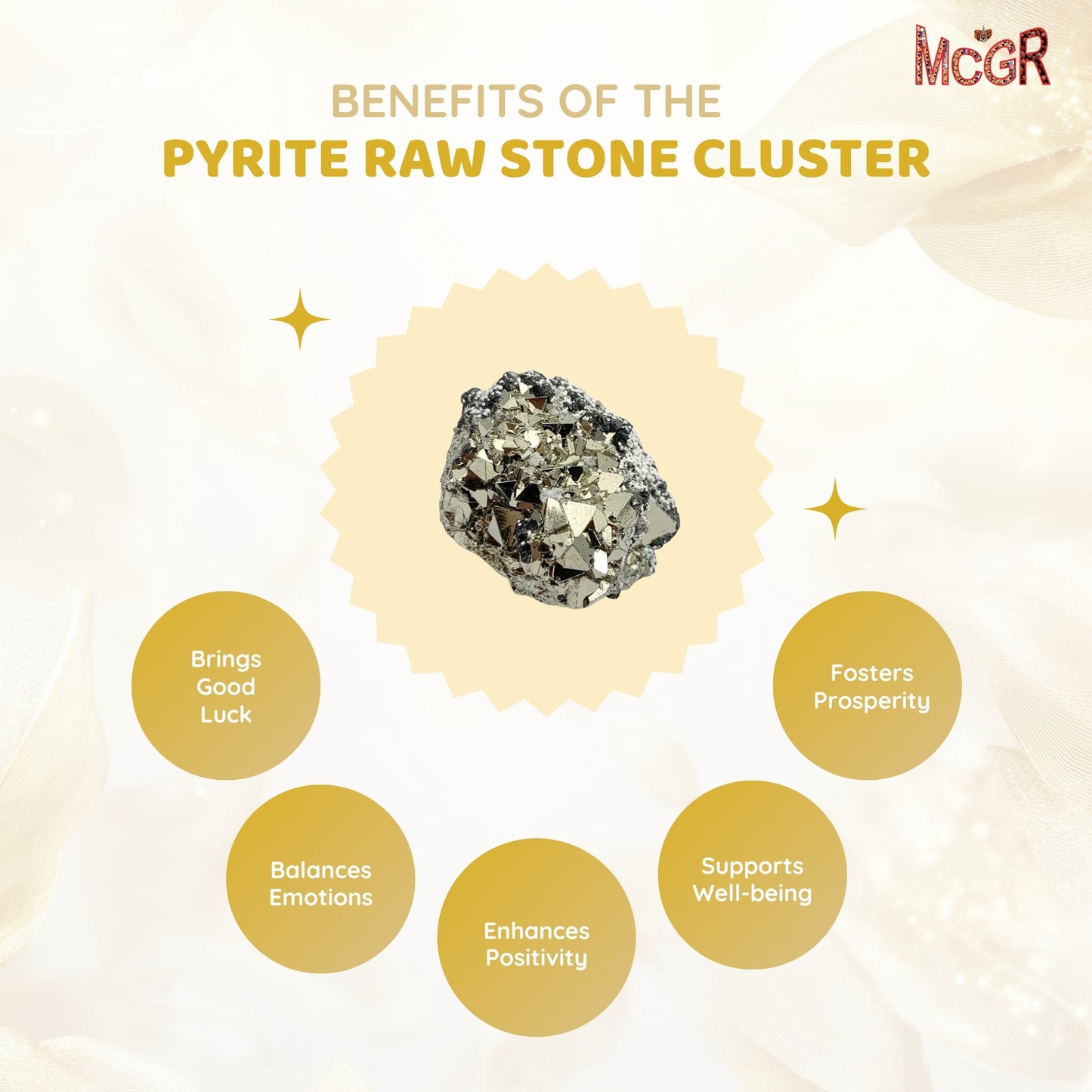 MCGR Pyrite Raw Stone Cluster for Willpower and Manifestation