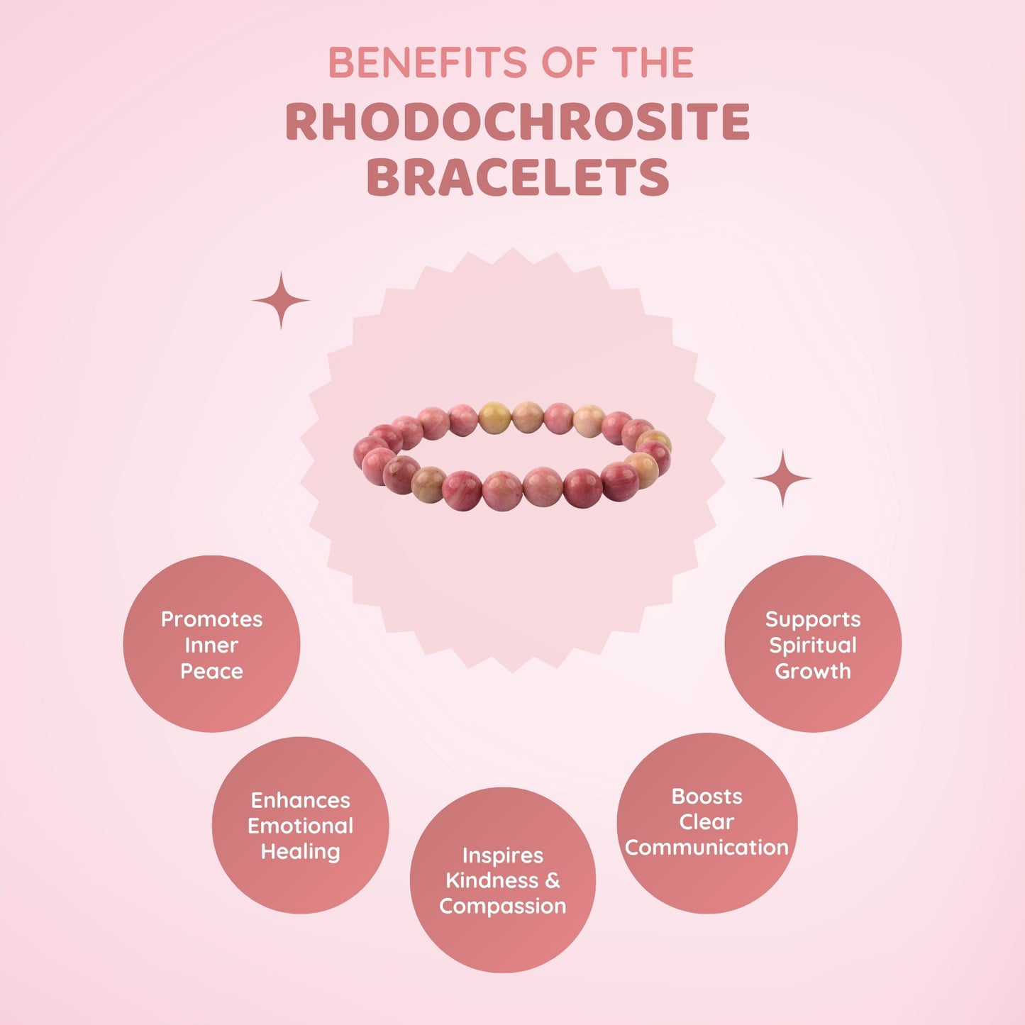 MCGR Rhodochrosite Bracelets for Healing for Men and Women