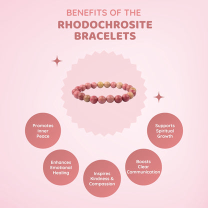 MCGR Rhodochrosite Bracelets for Healing for Men and Women