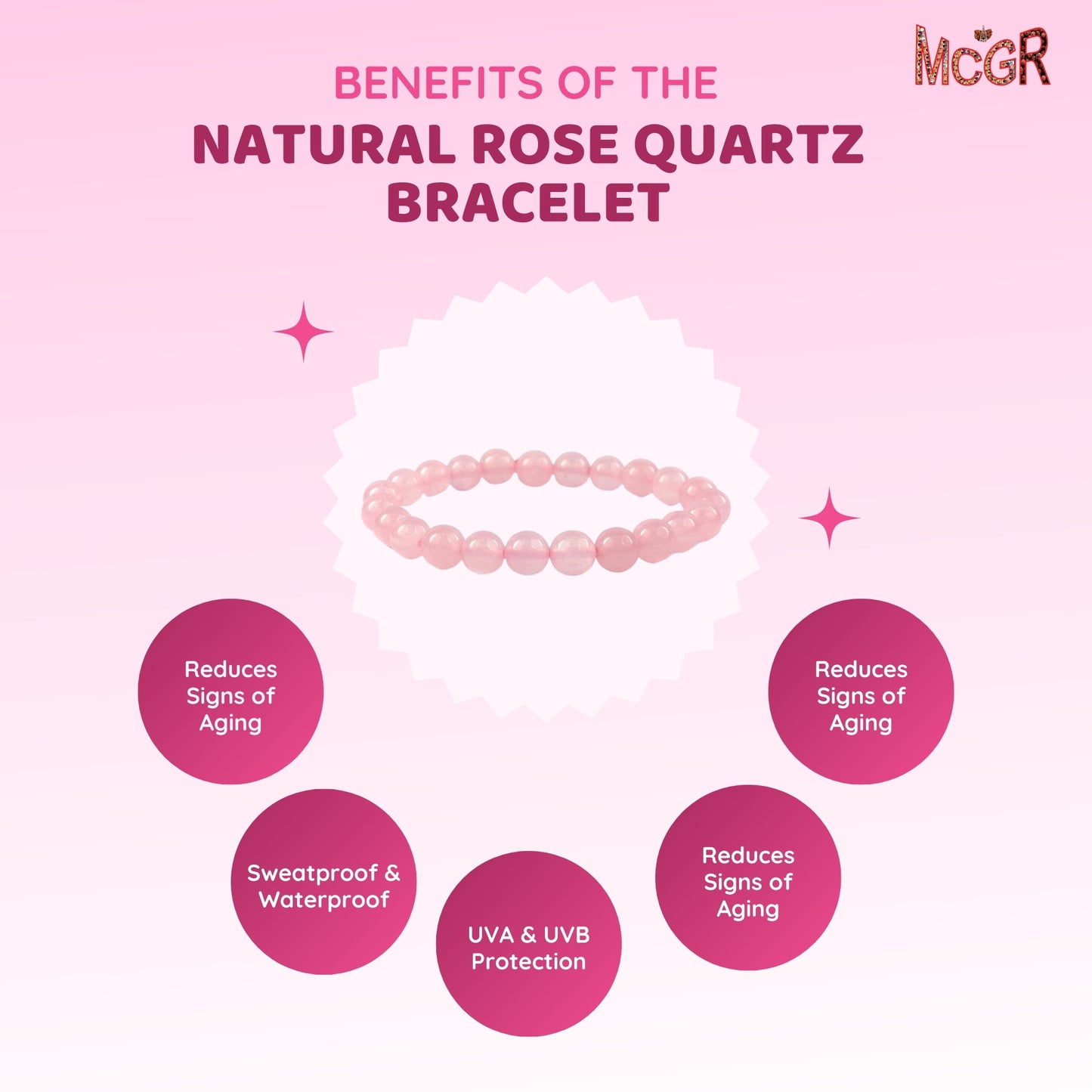 MCGR Rose Quartz Bracelet Healing Bracelet For Women And Men