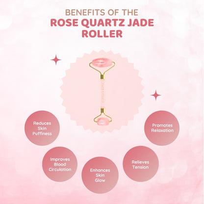 MCGR Rose Quartz Jade Roller with Dual Heads for Skin Healing & Wrinkles