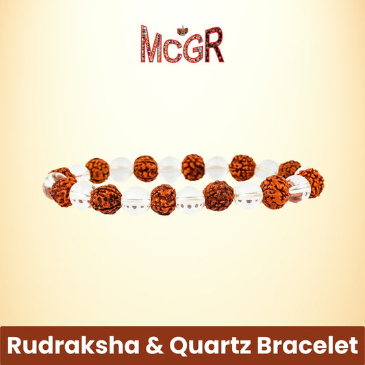 MCGR Rudraksha & Clear Quartz Bracelet for Men and Woman