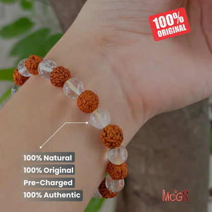 MCGR Rudraksha & Clear Quartz Bracelet for Men and Woman
