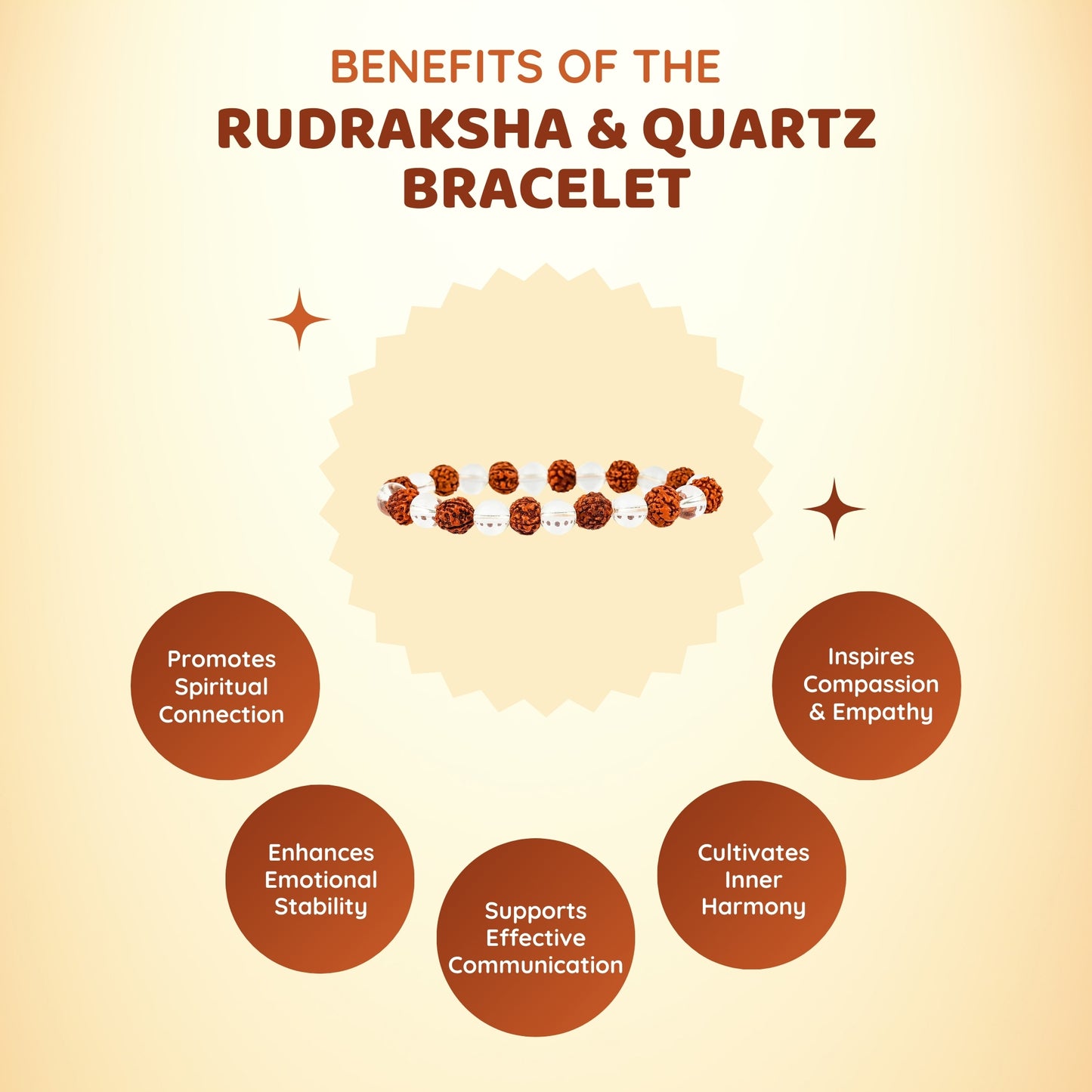 MCGR Rudraksha & Clear Quartz Bracelet for Men and Woman