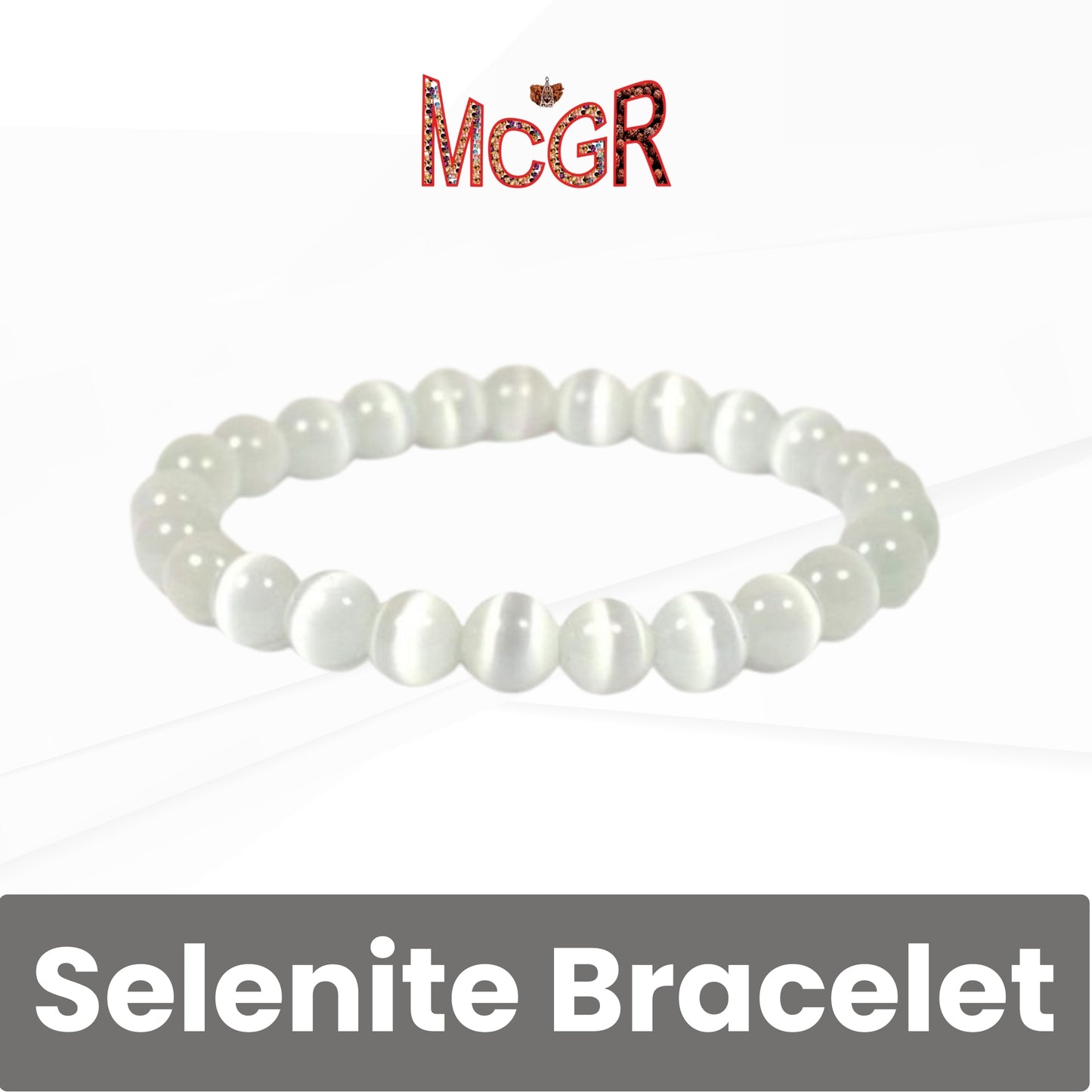 MCGR Selenite Bracelet - White Crystal Bracelet for Men and Women
