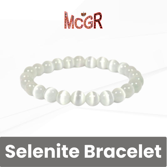MCGR Selenite Bracelet - White Crystal Bracelet for Men and Women