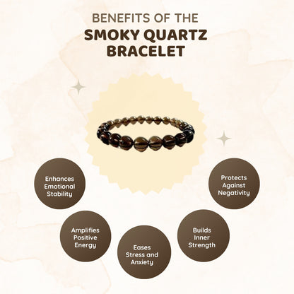 MCGR Smoky Quartz Unisex Crystal Bracelet for Men and Women