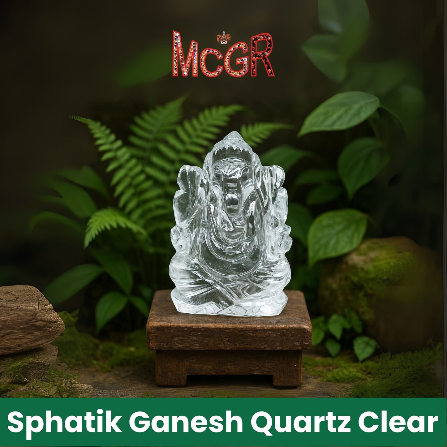 MCGR Sphatik Ganesh Quartz Clear for Mediation Pooja