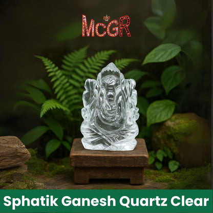 MCGR Sphatik Ganesh Quartz Clear for Mediation Pooja