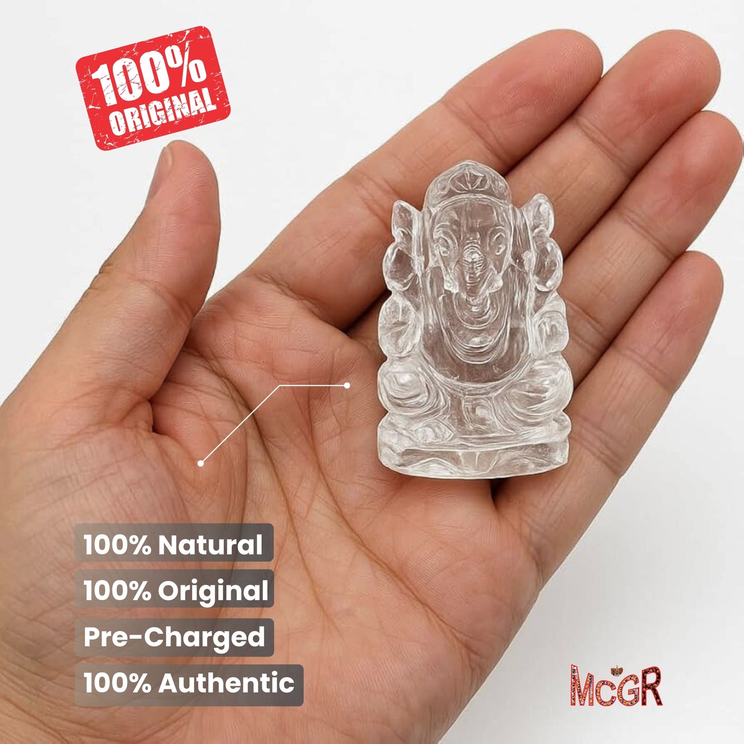 MCGR Sphatik Ganesh Quartz Clear for Mediation Pooja