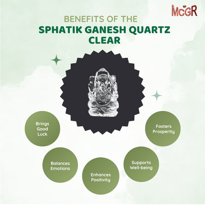 MCGR Sphatik Ganesh Quartz Clear for Mediation Pooja