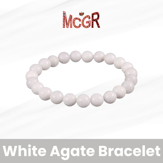 MCGR Natural White Agate Unisex Bracelet for Men and Women