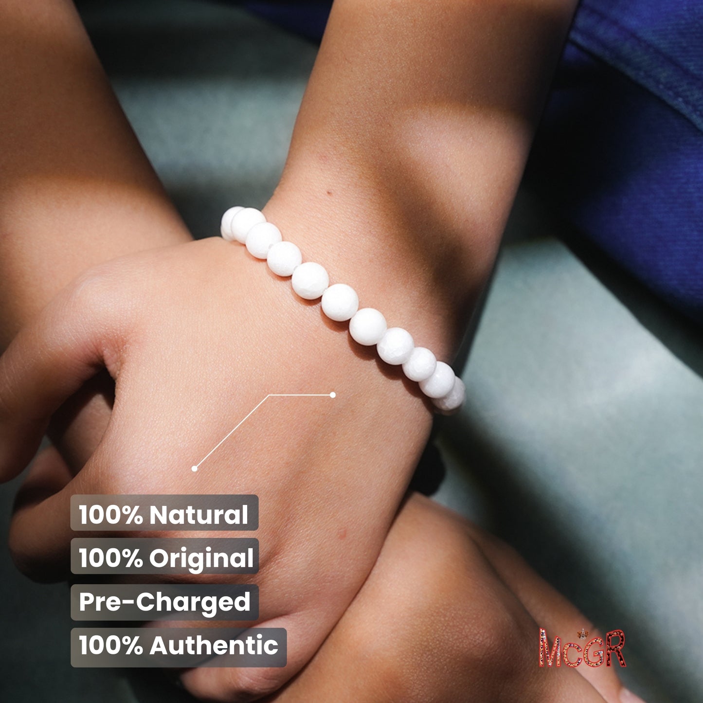 MCGR Natural White Agate Unisex Bracelet for Men and Women